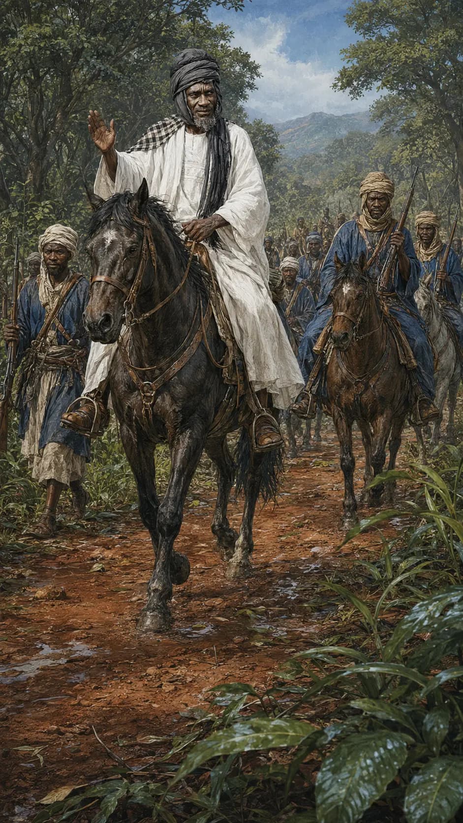 Samory Touré avançant avec une colonne mobile à travers le Wassoulou